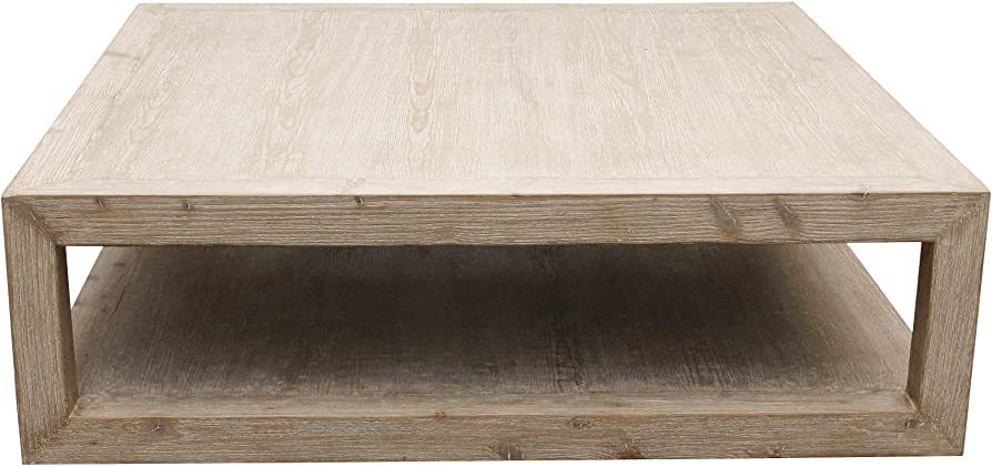 Artissance Versatile Peking Grand Framed Square Weathered White Wash, 50 Inch Long Coffee Table | Amazon (US)