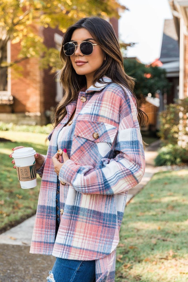 Good Guess Pink Multi Oversized Plaid Shacket | The Pink Lily Boutique