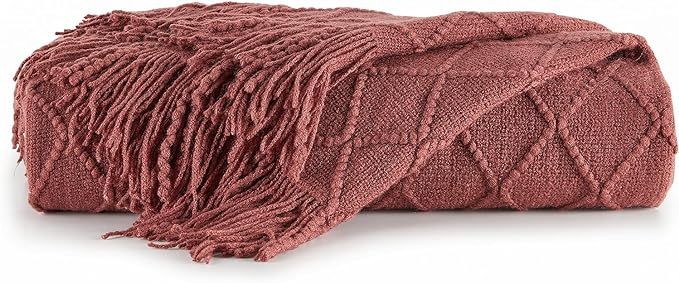 Bourina Throw Blanket Textured Solid Soft Sofa Throw Couch Cover Knitted Decorative Blanket, 50"x... | Amazon (US)