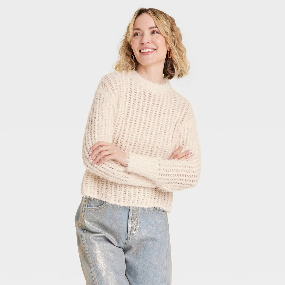Women's Crewneck Openwork Pullover Sweater - Universal Thread™ | Target