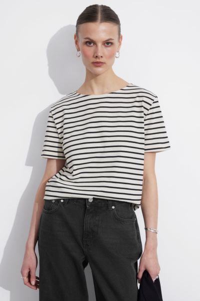Striped T-Shirt - Navy/White Nautical Stripe - Ladies | H&M GB | H&M (UK, MY, IN, SG, PH, TW, HK)