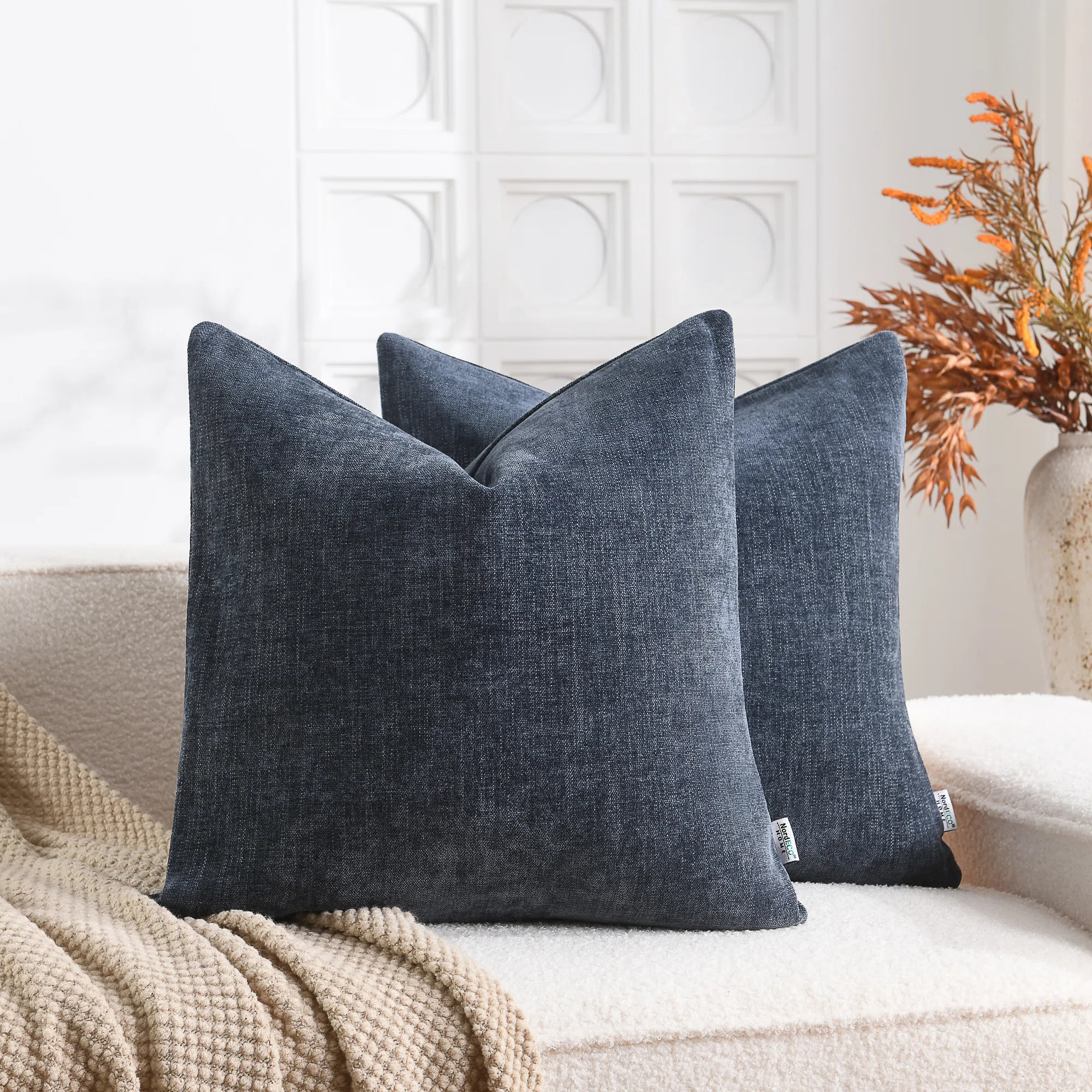 Soft Textured Slub Chenille Solid Cushion Cover Cozy Neutral Farmhouse Decorative Pillow Covers (... | Wayfair North America