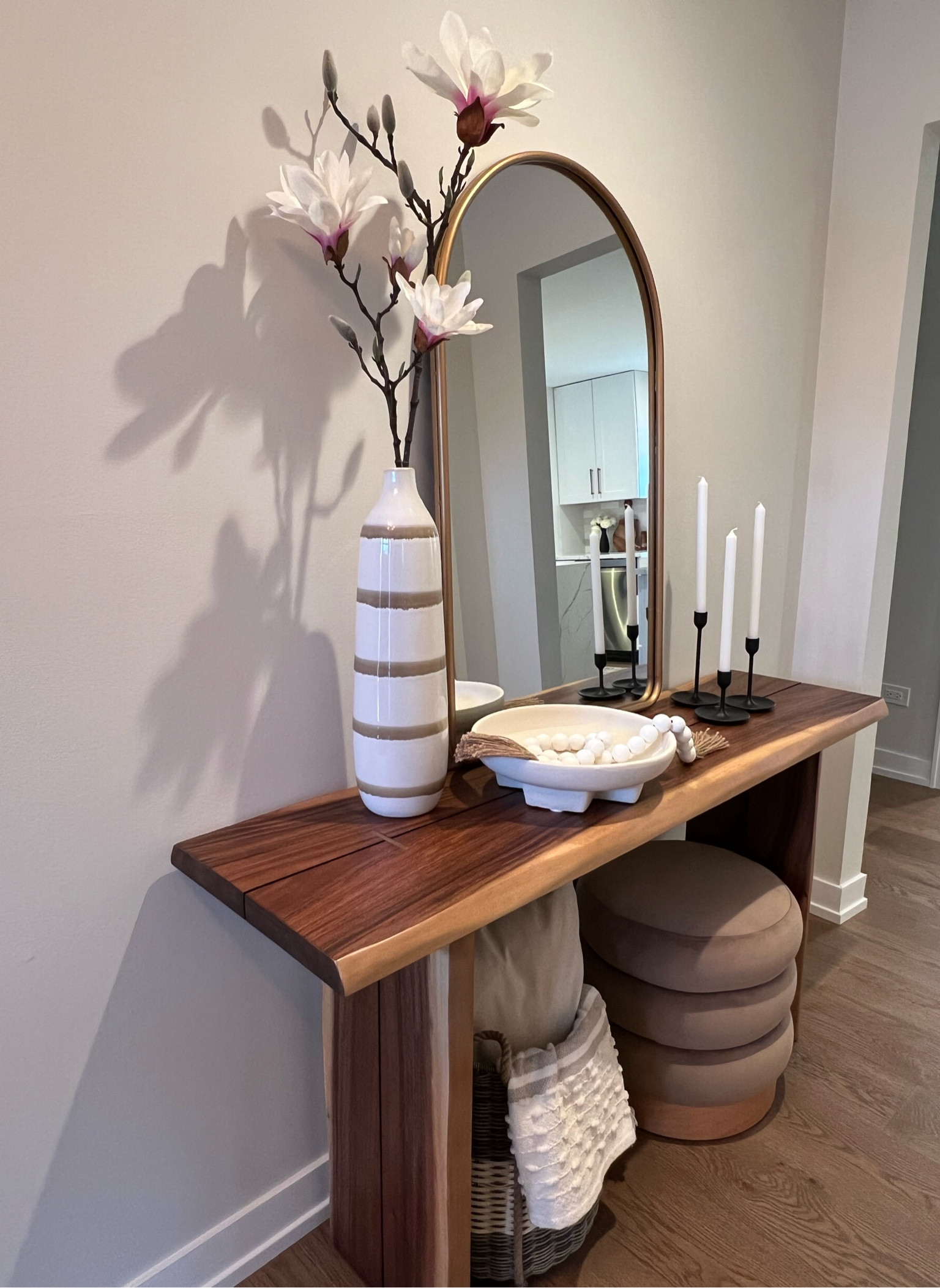 Love this live edge entryway console table! It looks so rustic and modern at the same time. 

Follow @homesweet_dom on Insta and Tik Tok for home design and decor inspo. 

#LTKhome #LTKSeasonal #LTKFind