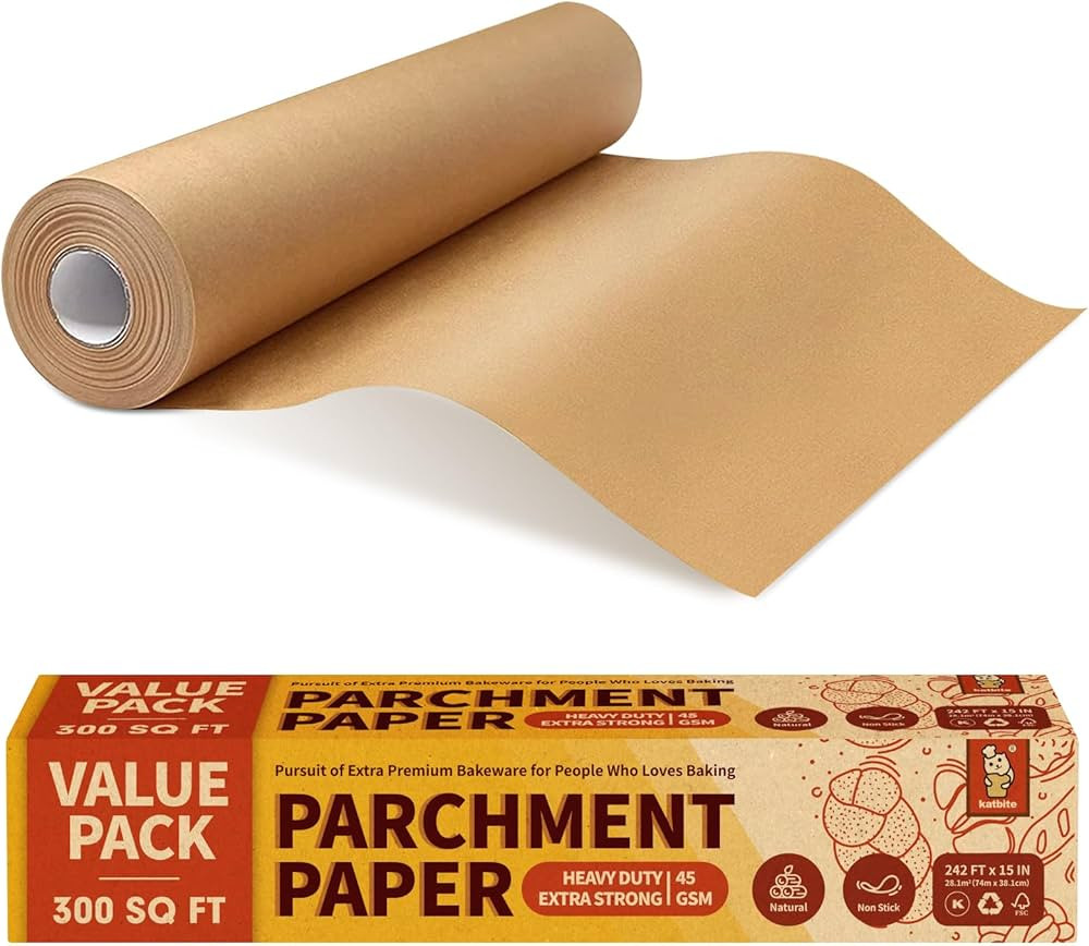 Katbite 15in x 242ft, 300 Sq.Ft Unbleached Parchment Paper Roll for Baking, Parchment Baking Pape... | Amazon (US)