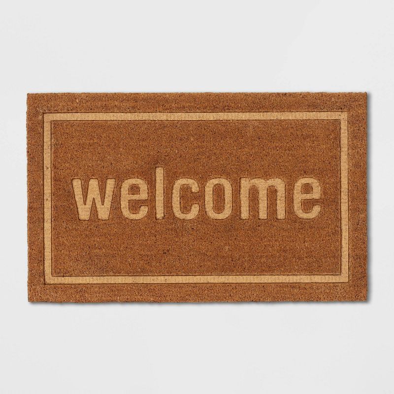 1'6"x2'6" 'Welcome' Embossed Coir Doormat Natural - Threshold™ | Target