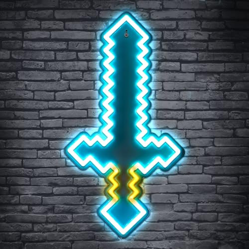 Minecraft RGB Diamond Sword Neon Wall Light – Color Changing LED Gaming Room Decor, USB Powered Wall Mount Lamp for Bedroom, Desk & Game Setup | Amazon (US)