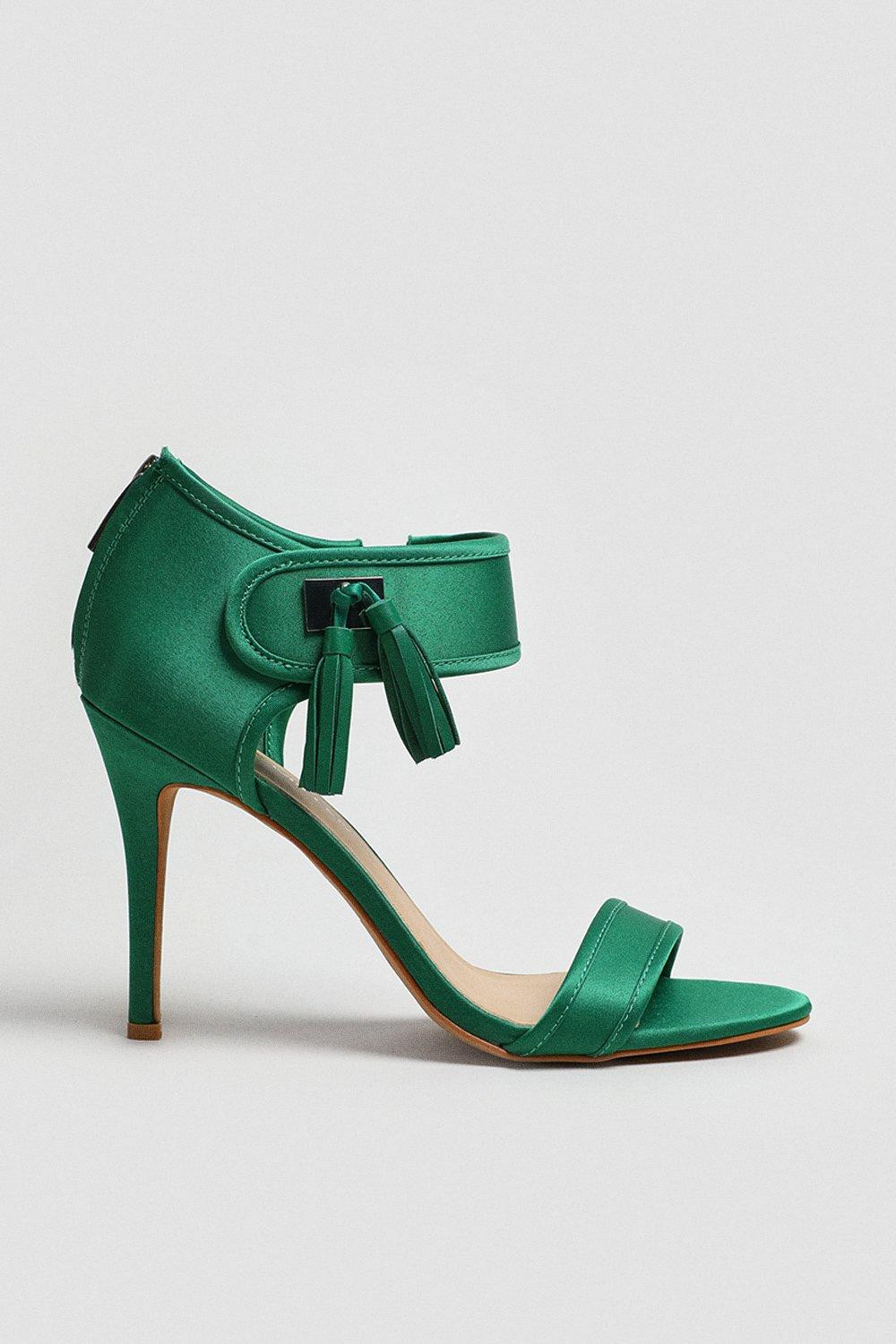 Satin Tassel Trim Heels | Karen Millen UK + IE + DE + NL