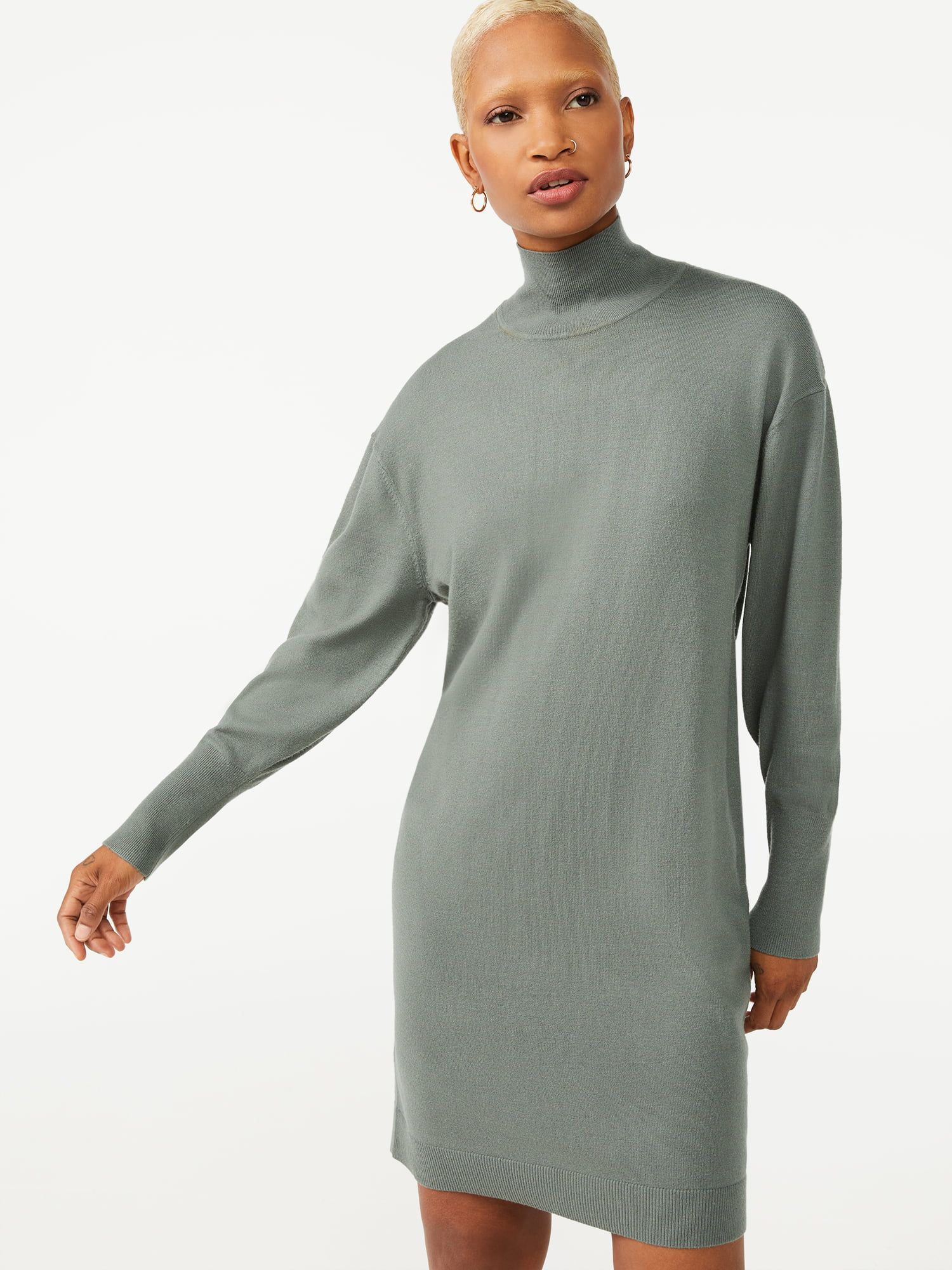 Free Assembly Women's Turtleneck Sweater Dress - Walmart.com | Walmart (US)