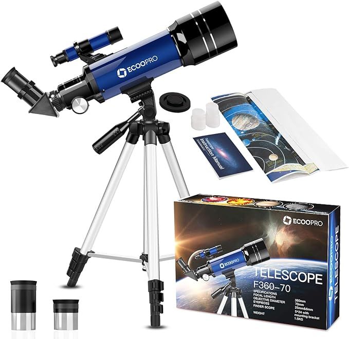 Telescope for Kids Beginners Adults, 70mm Astronomy Refractor Telescope with Adjustable Tripod - ... | Amazon (US)