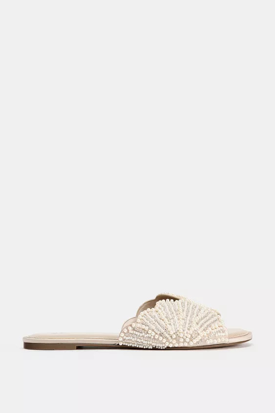 FLAT SANDALS WITH SHINY APPLIQUÉS | Zara UK