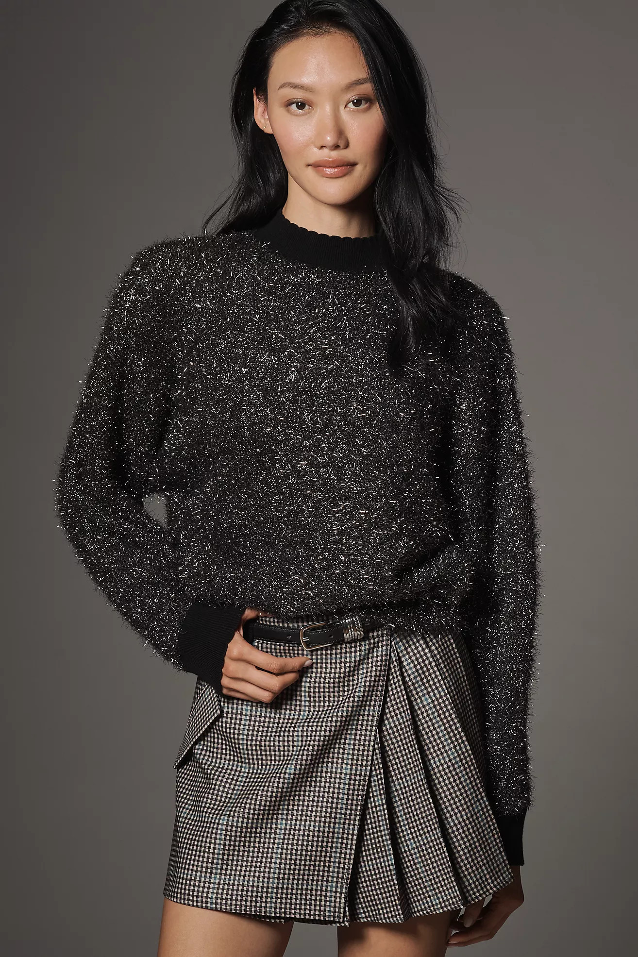 Maeve Mock-Neck Sparkle Sweater | Anthropologie (US)