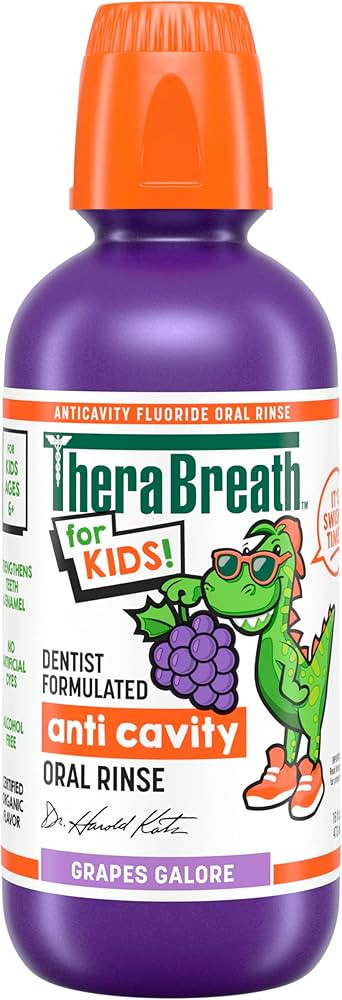 TheraBreath Kids Mouthwash with Fluoride, Organic Grapes Galore, Anticavity, Dentist Formulated, ... | Amazon (US)