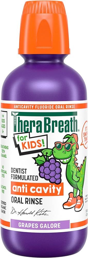 TheraBreath Kids Mouthwash with Fluoride, Organic Grapes Galore, Anticavity, Dentist Formulated, ... | Amazon (US)