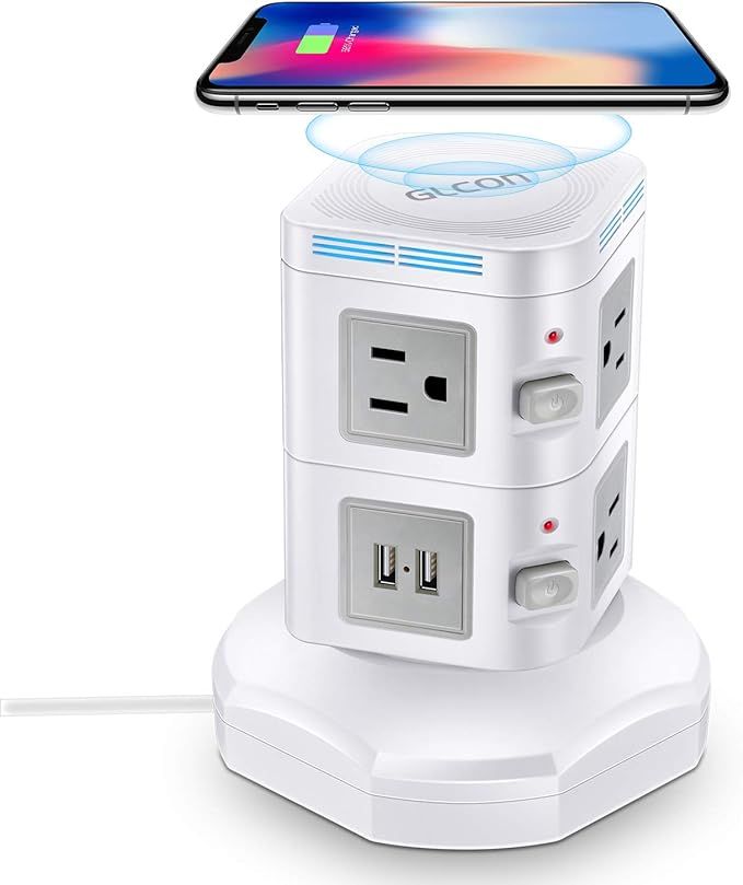 Power Strip Tower GLCON Multi Surge Protector Tower Desk Power Station with 4 USB Ports(5V/5A) & ... | Amazon (US)