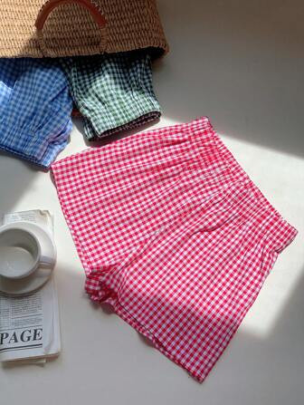 SHEIN EZwear 3pcs/Set Plaid Women Shorts Simple Daily Wear | SHEIN