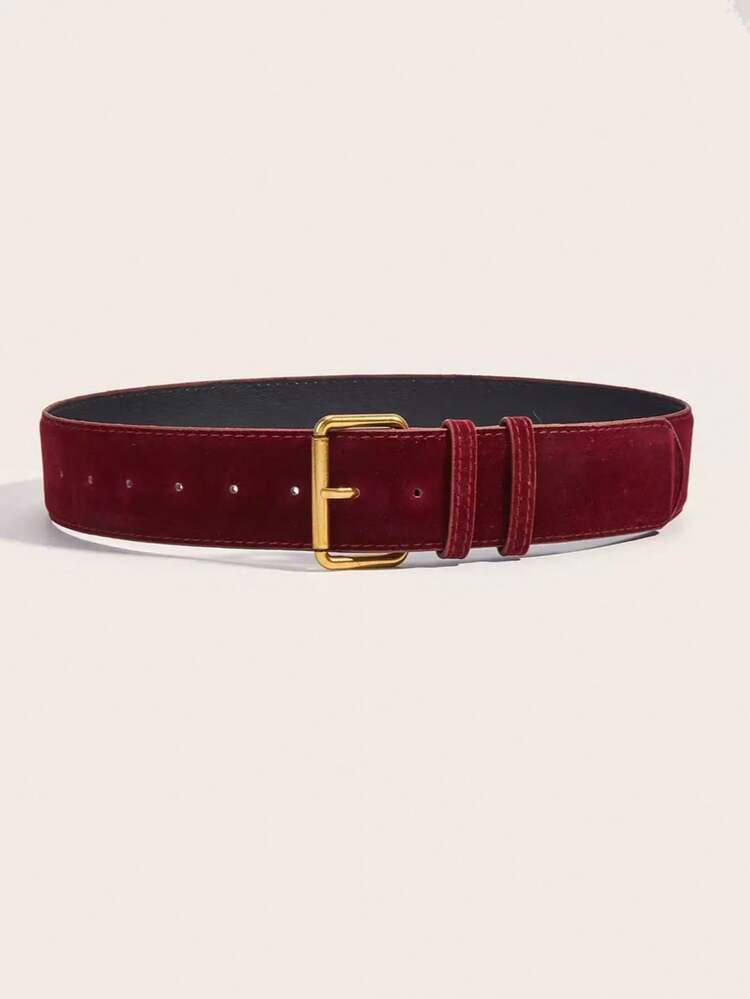 1pc Wine Red Fluffy Retro Personalized Casual PU Leather Women Waist Belt, Suitable For Jeans, Co... | SHEIN