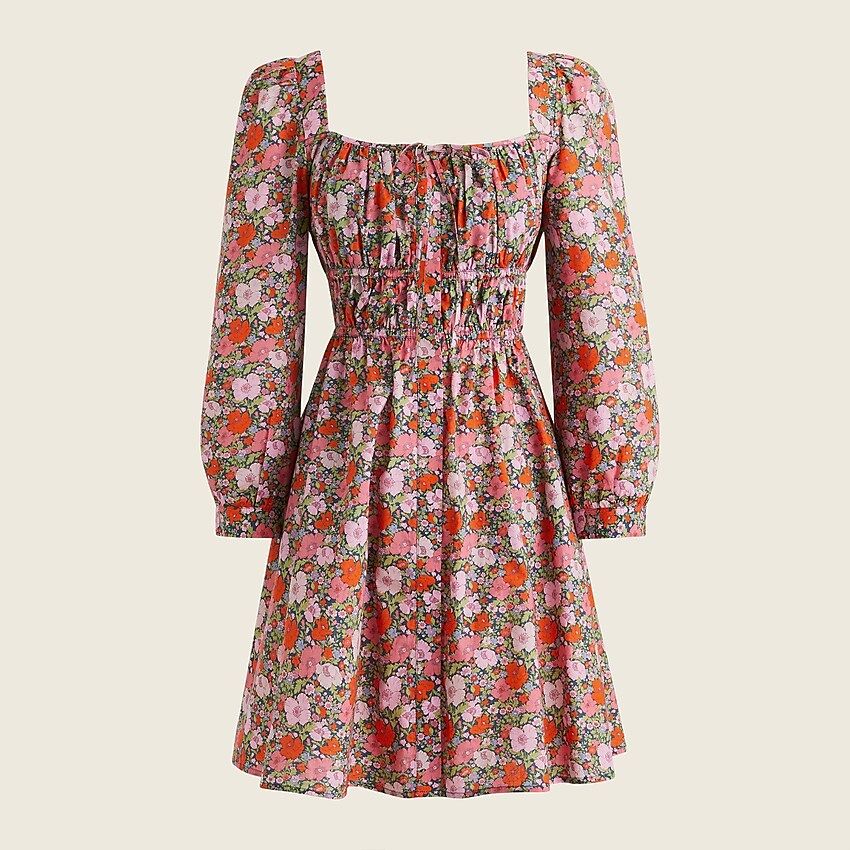J.Crew: Cinched-waist Organic Cotton Dress In Liberty® Meadow Song Floral For Women | J.Crew US