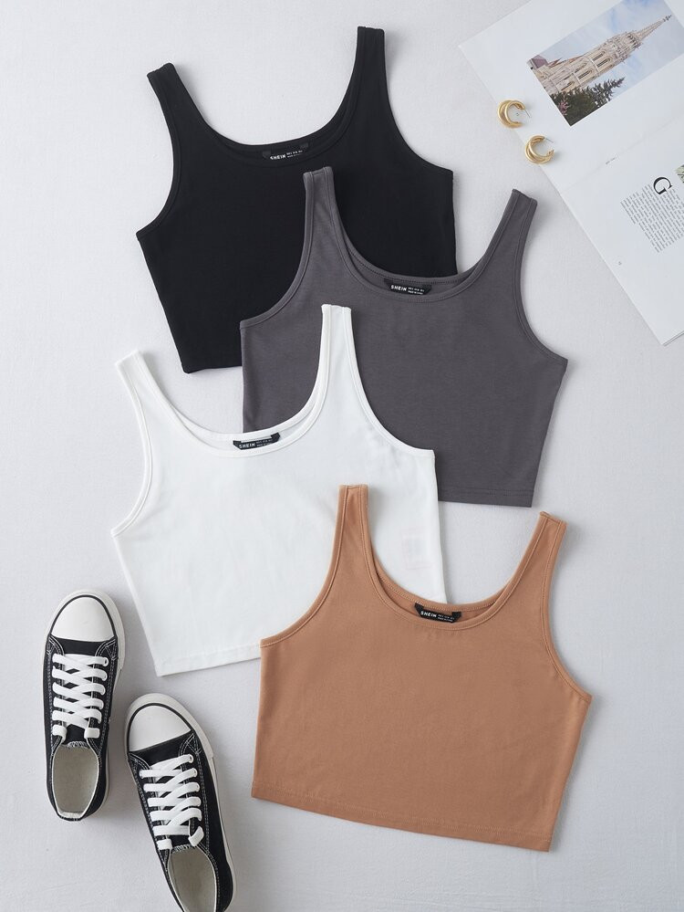 4 Pack Solid Tank Top | SHEIN