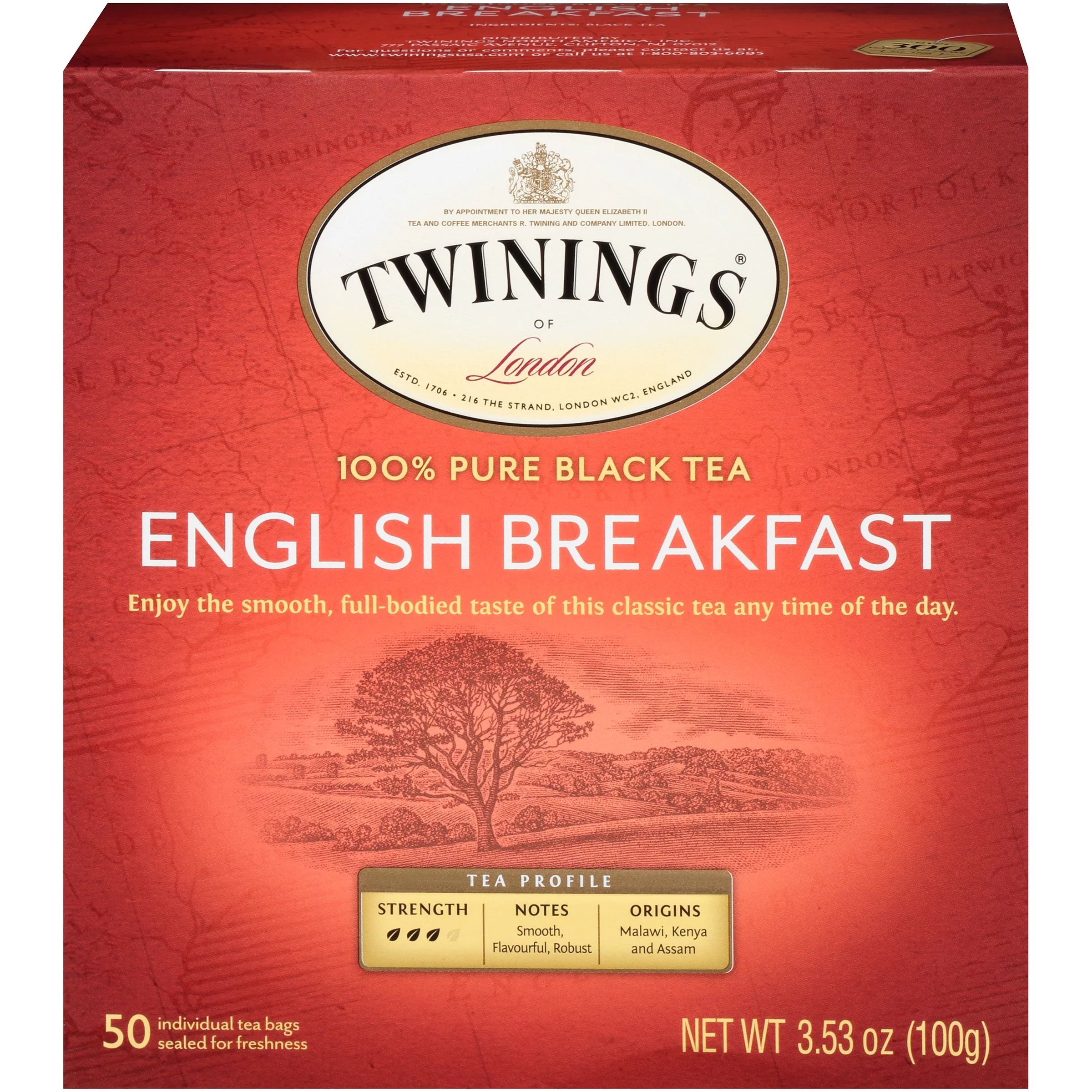 Twinings English Breakfast Pure Black Tea Bags, 50 Count Box - Walmart.com | Walmart (US)