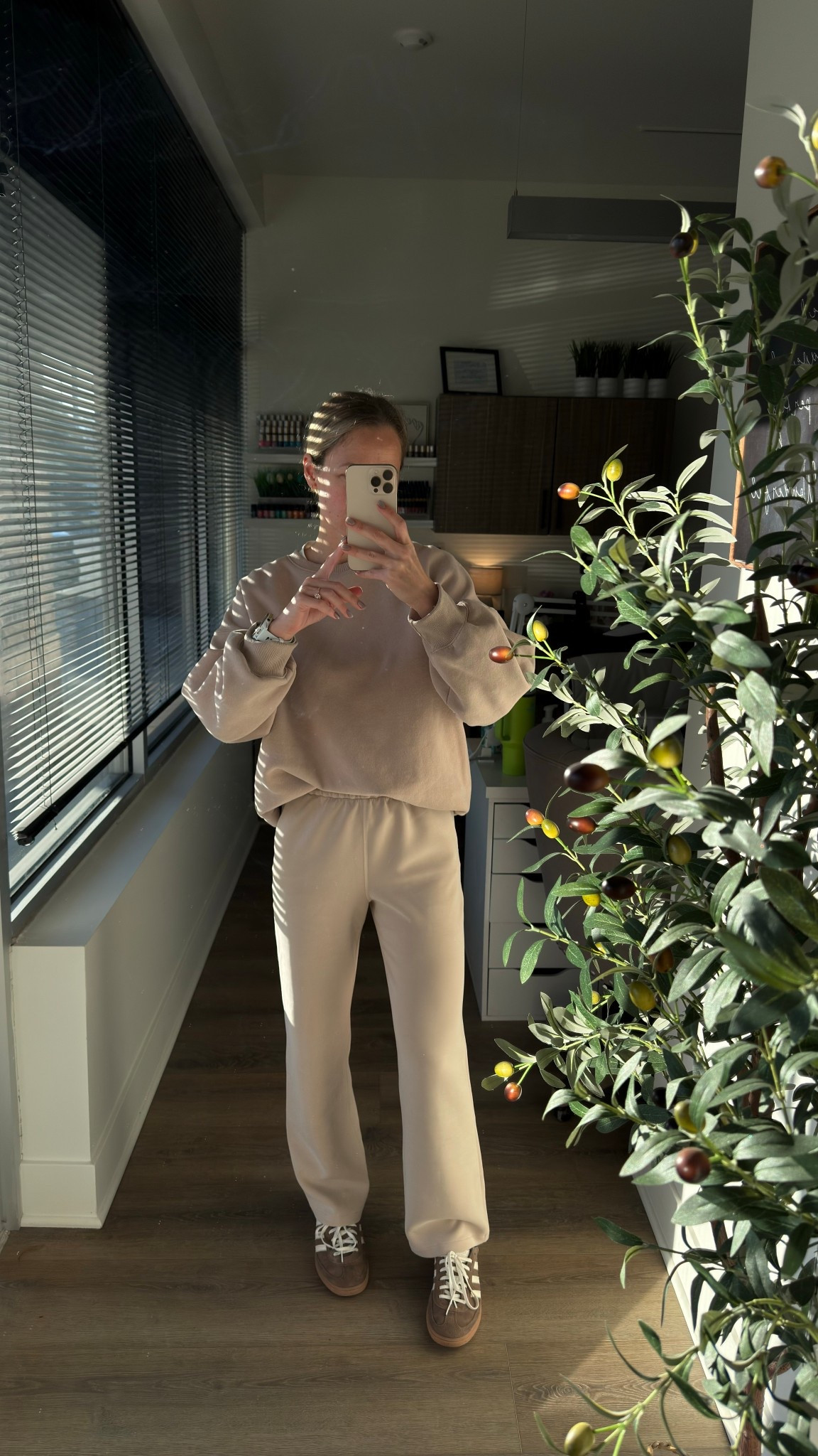 Neutral matching set kind of day 🤎
Beige sweatshirt + matching joggers, styled with retro sneakers for an easy everyday look.
This cozy lounge set is perfect for fall and winter, travel days, errands, or working from home.
Comfortable, minimalist, and easy to wear as a set or mix with jeans.

#LTKSeasonal #LTKdayinmylife #LTKootd