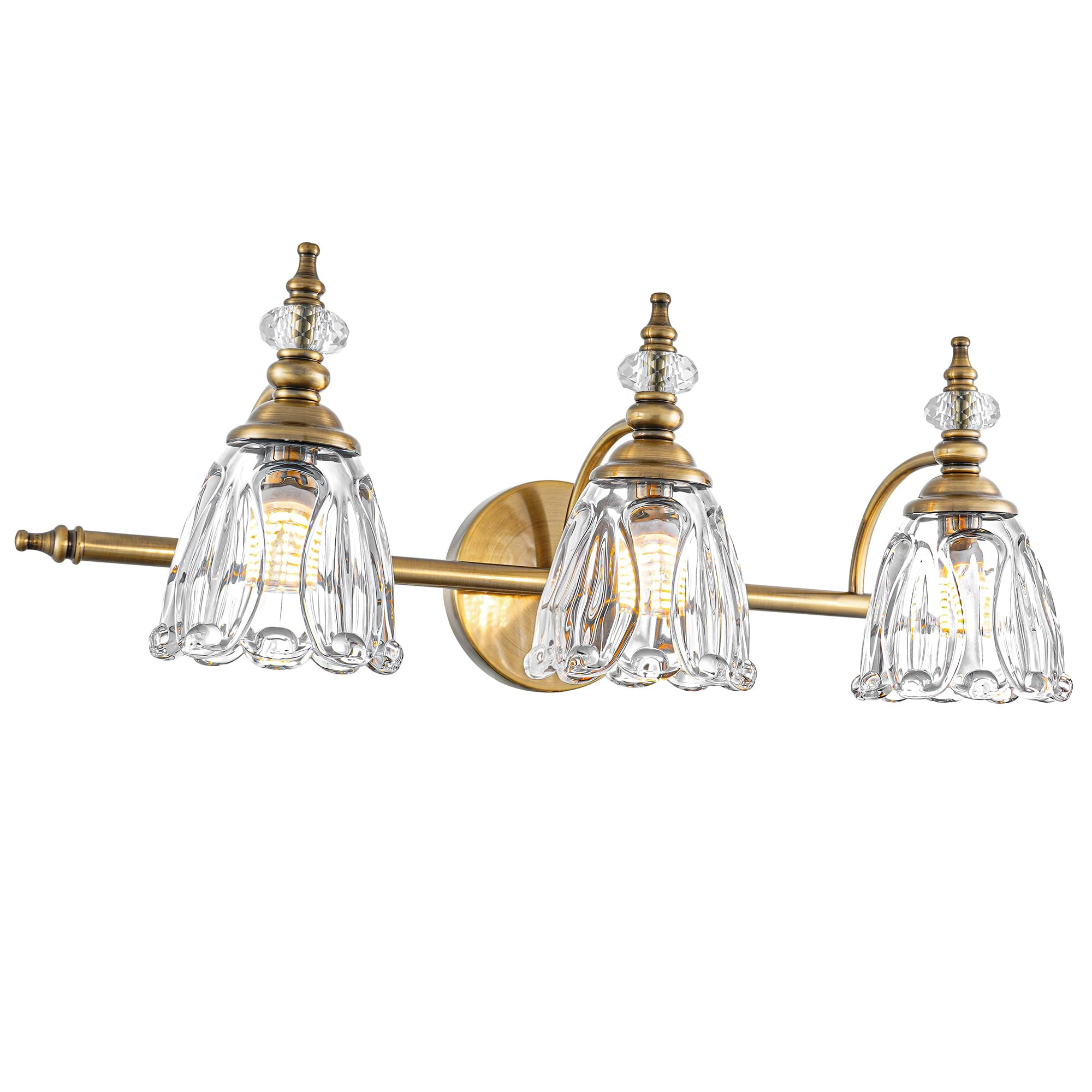 Brushed Gold Bathroom Vanity Light, Farmhouse Brass Bathroom Light Fixtures Over Mirror, 3 Light ... | Amazon (US)
