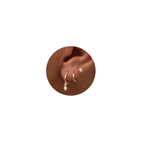 Freekiss 3 Pairs Gold Hoop Earrings Set: Dainty Stud Earrings Trendy Small 14K Gold Plated Hypoal... | Amazon (US)