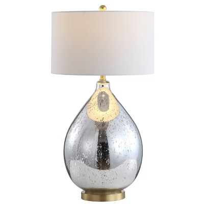 30.75" Glass/Metal Sasha Table Lamp (Includes LED Light Bulb) Silver - JONATHAN Y | Target