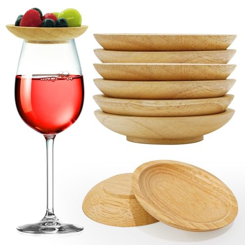 Wine Glass Charcuterie Topper 6 Pcs, Mini Charcuterie Boards for Wine Glass, Wine Glass Topper Charcuterie Plate, Wooden Lids for Wine Glasses (6 PCS) | Amazon (US)