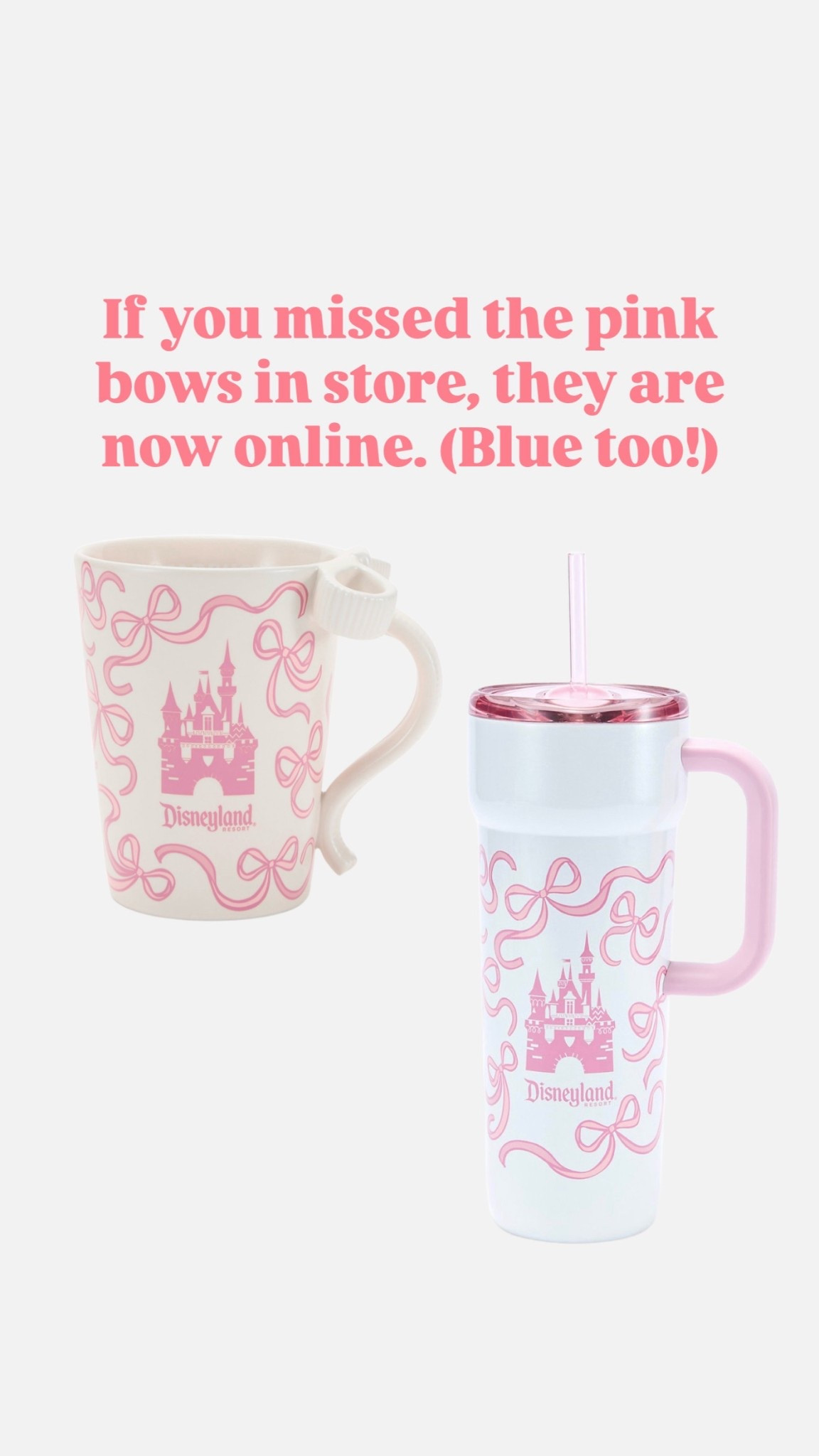 Did you miss out on getting the viral pink bows Starbucks mug and tumbler? They are online now! Blue color too!