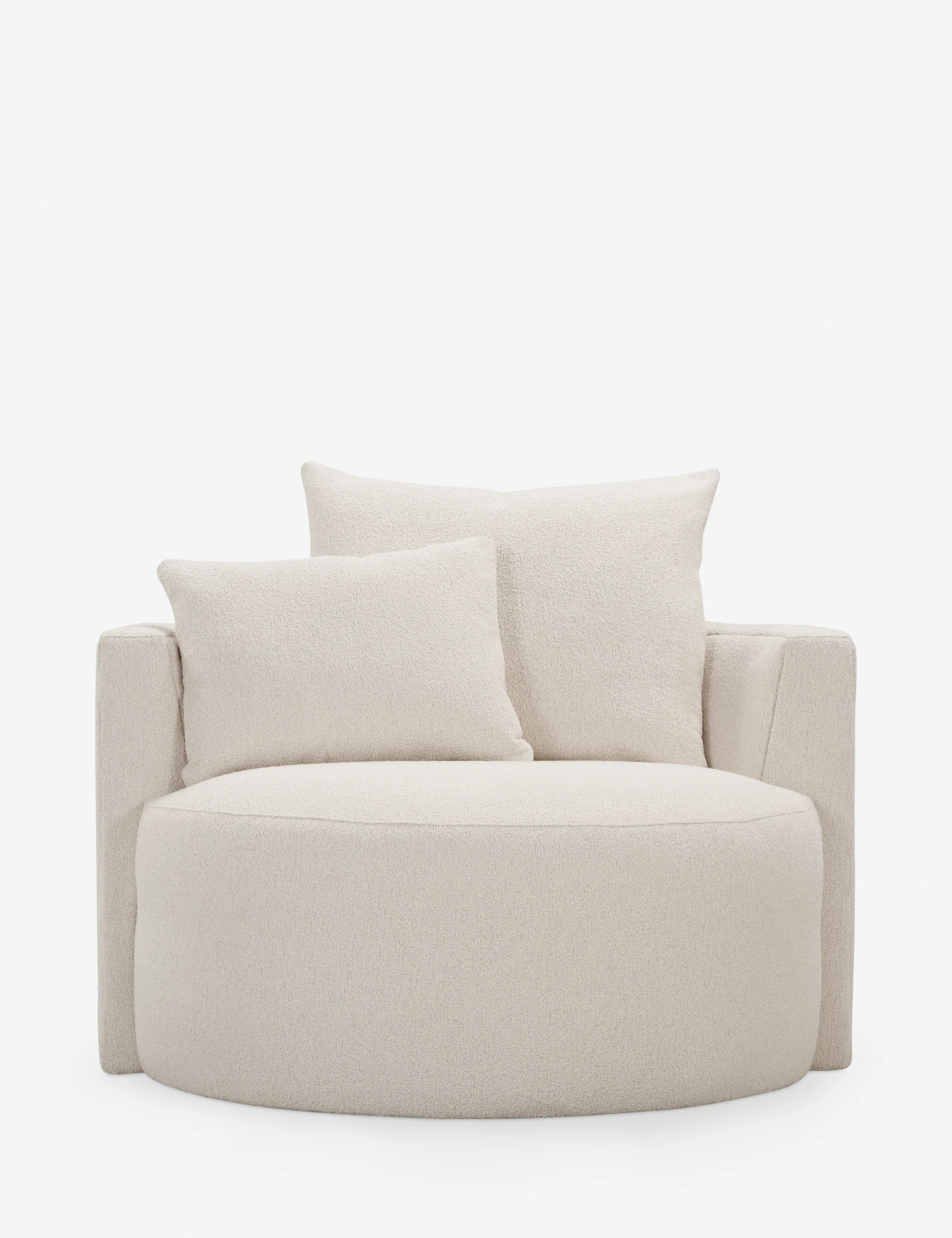 Dawson Swivel Chair, White Basketweave | Lulu and Georgia 