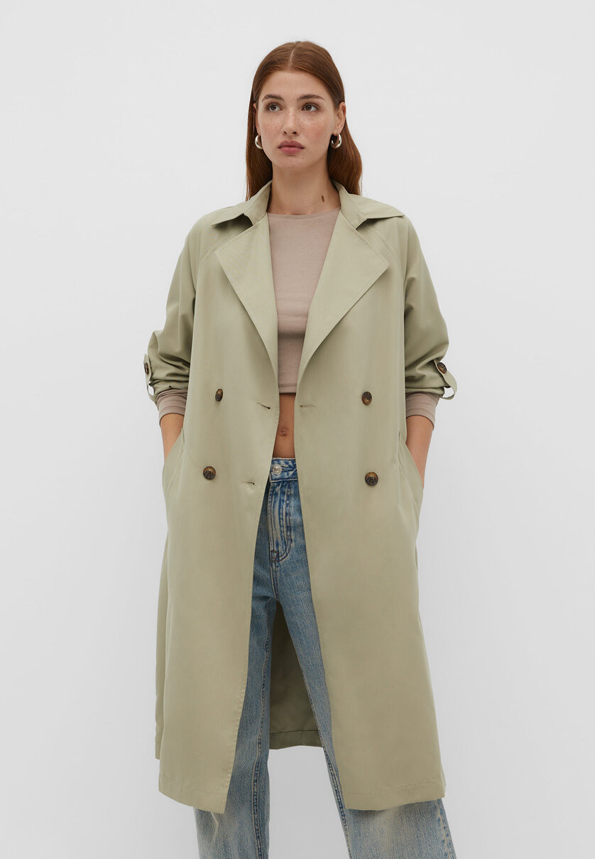 Long flowing trench coat | Stradivarius (UK)