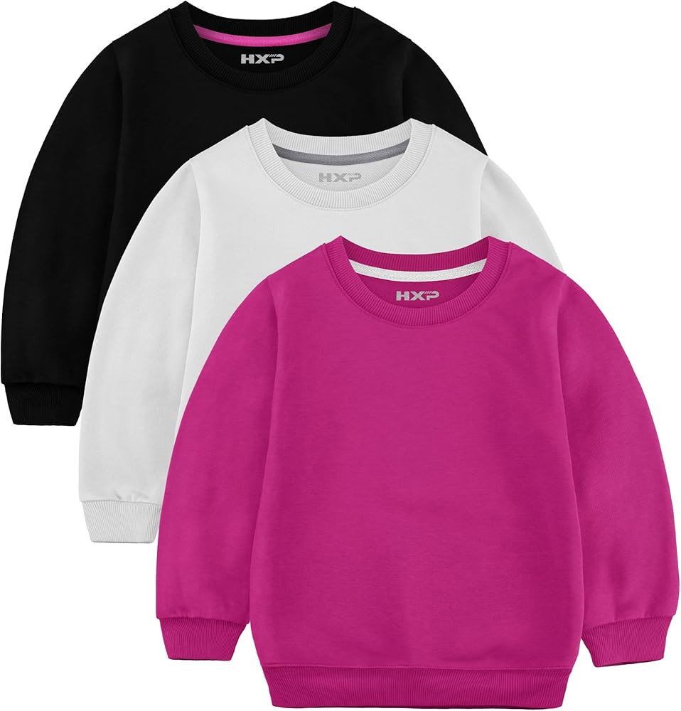 HXP 3 Pack Toddler Girls Sweatshirts Girls Cotton Pullover Crewneck Sweatshirts Long Sleeve Toddl... | Amazon (US)