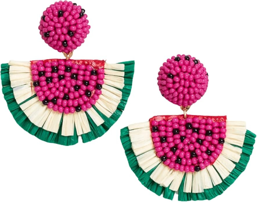 INK+ALLOY Boho Earrings for Women Dangling, Josephine Raffia Seed Bead Drop Fruit Earrings, Hypoa... | Amazon (US)