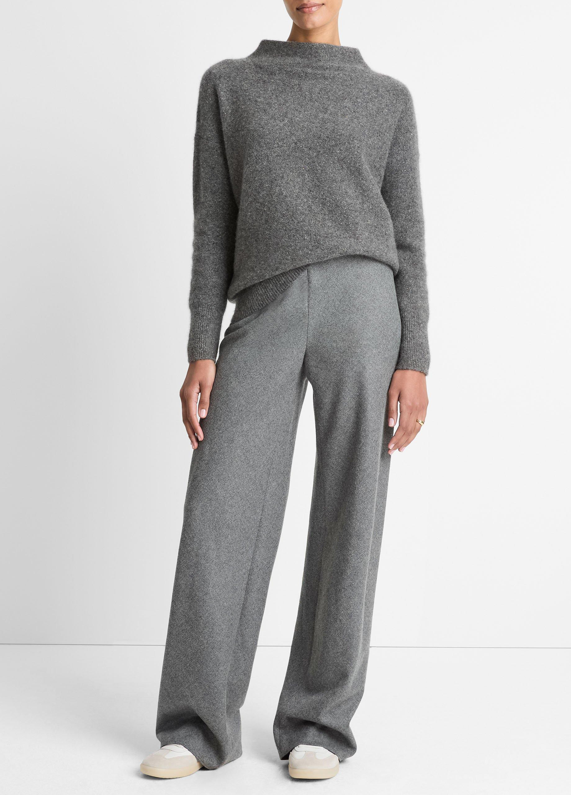 Women's Italian Wool-Blend High-Waist Bias Pant, Medium Heather Grey, Size S Vince | Vince LLC