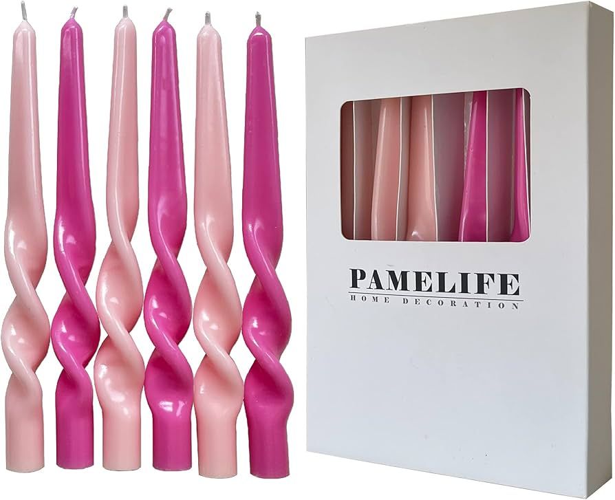 PAMELIFE Spiral Taper Candles - Set of 6 Twisted Candle 9.5 Inch Tall for Home Decoration Holiday... | Amazon (US)