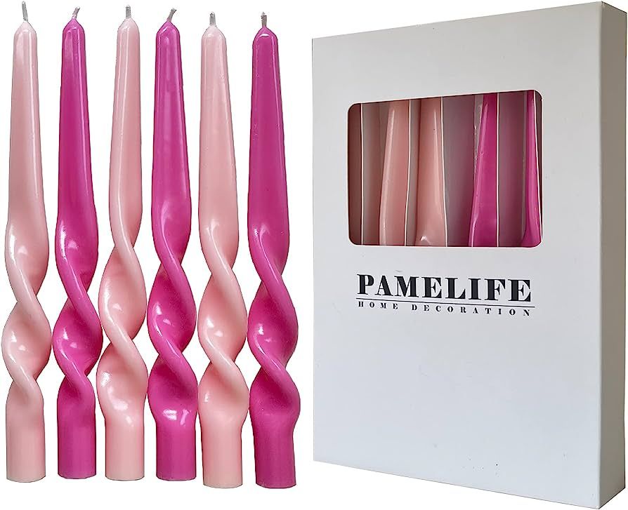 PAMELIFE Spiral Taper Candles - Set of 6 Twisted Candle 9.5 Inch Tall for Home Decoration Holiday... | Amazon (US)