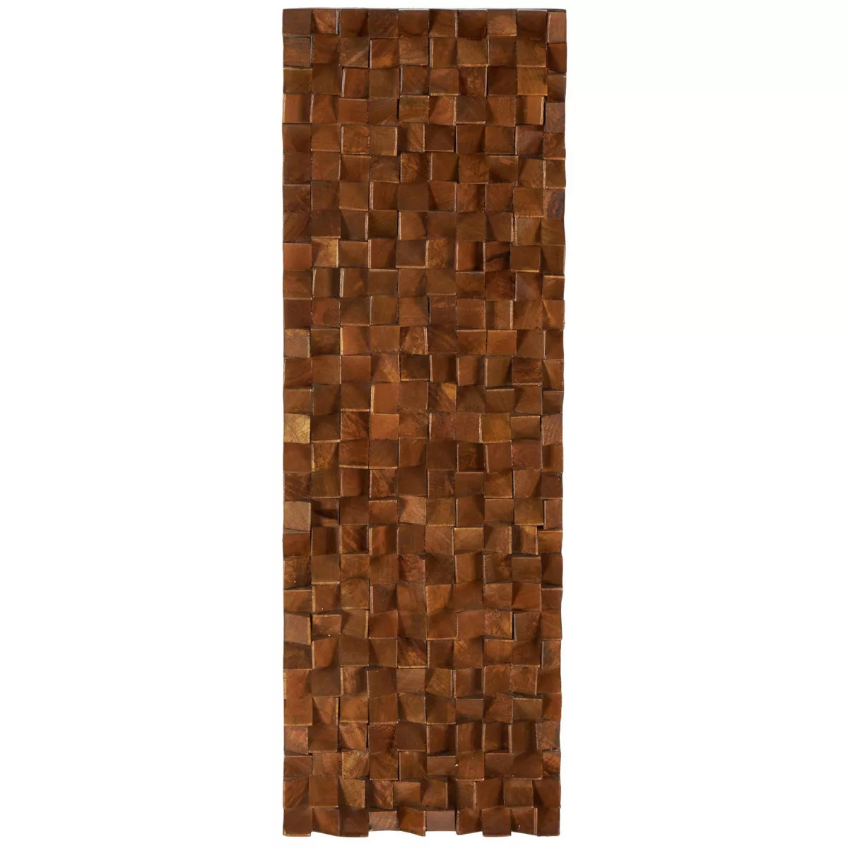 Olivia & May 12"x36" Mango Wood Geometric Handmade 3D Cube Inspired Panel Wall Decor Brown | Target