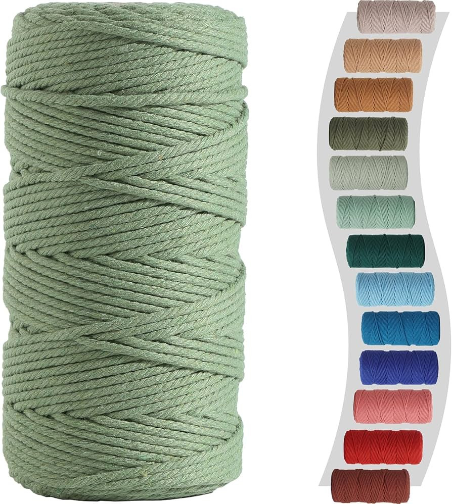 Macrame Cord 3mm 220yards (200 Meters) Avocado Green Macrame Supplies Macrame Yarn, Colored Cotto... | Amazon (US)