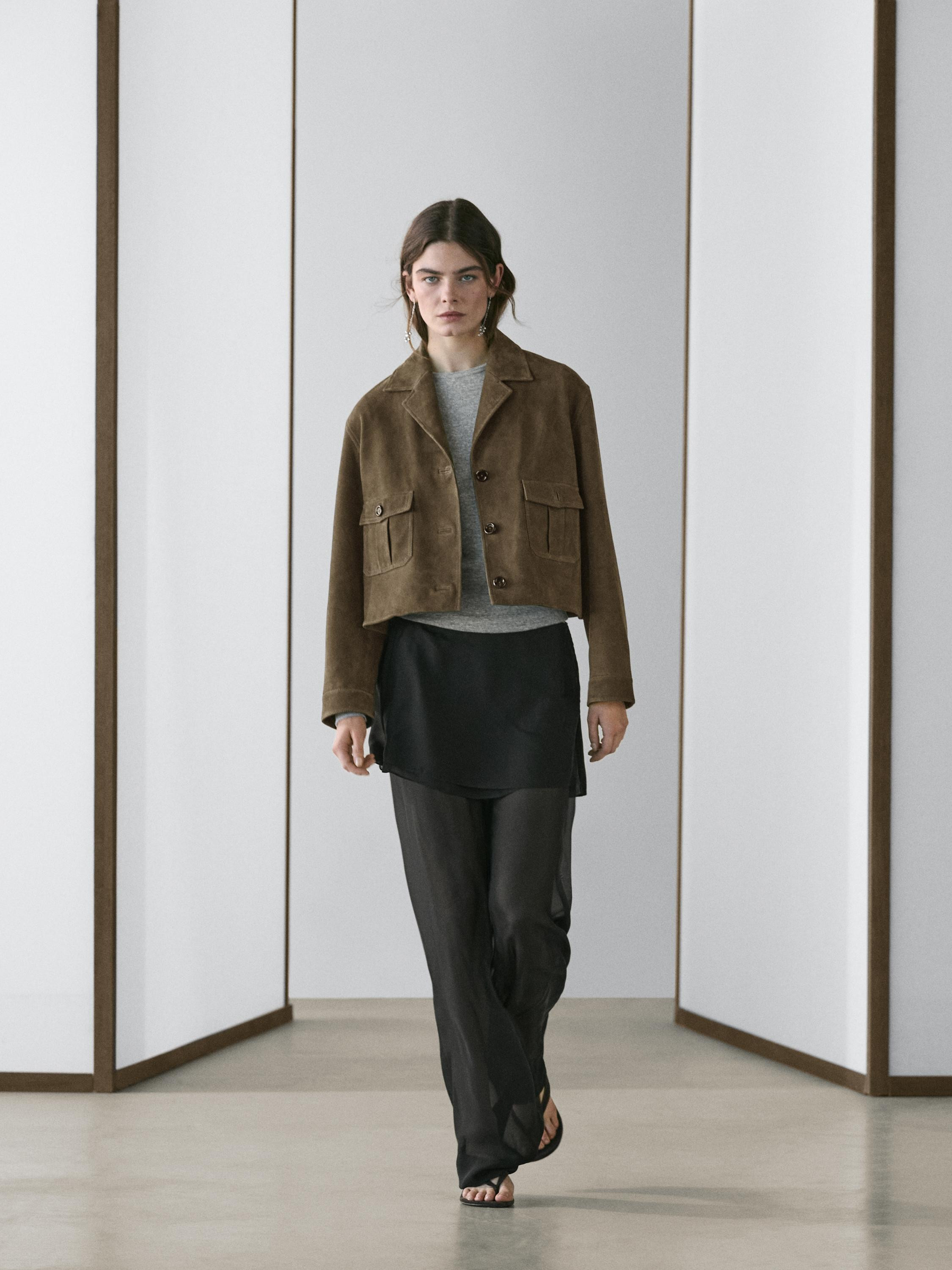 Flowing contrast silk pants | Massimo Dutti UK