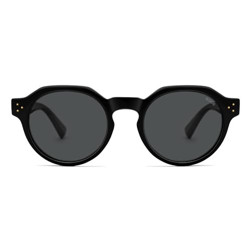 SOJOS Retro Polarized Sunglasses for Women Men,Vintage Round Sun Glasses 90s Shades UV400 Protection SJ2623 Black/Grey | Amazon (US)