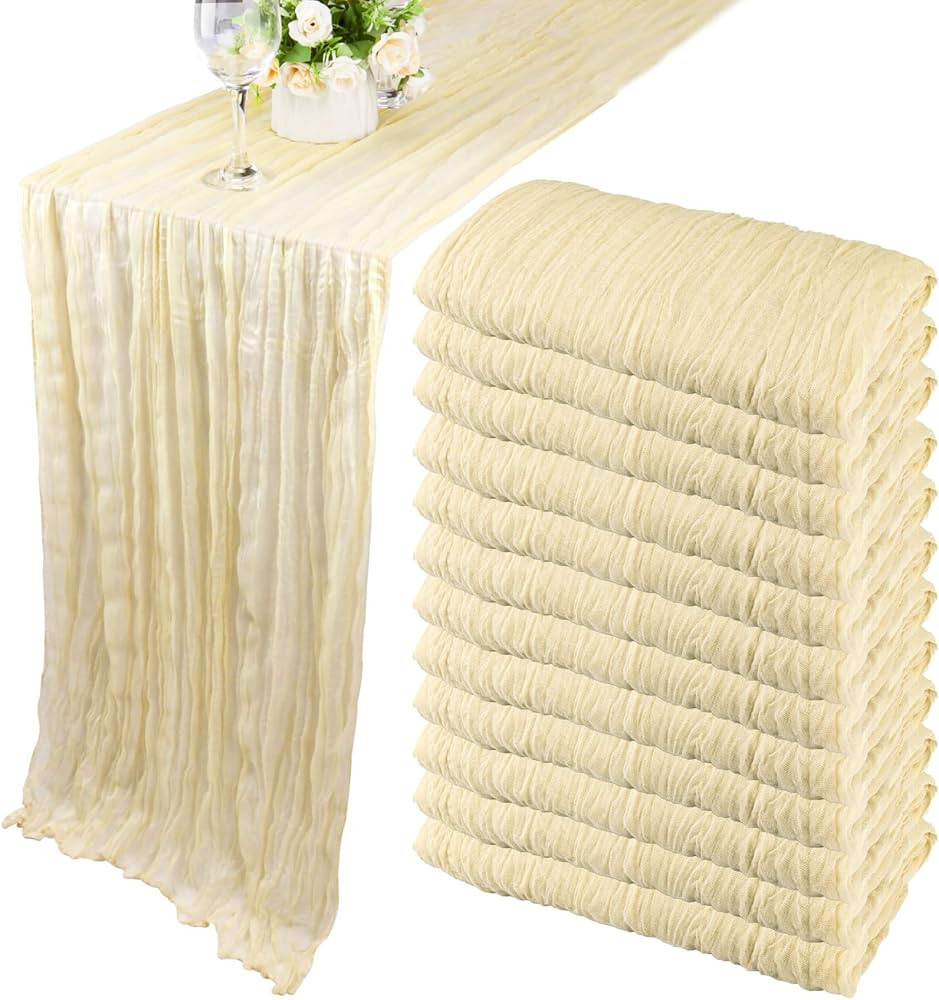 12 Pack Cheesecloth Table Runner 35x72 Inch Boho Gauze Table Runner Rustic Cheese Cloth Long Tabl... | Amazon (US)