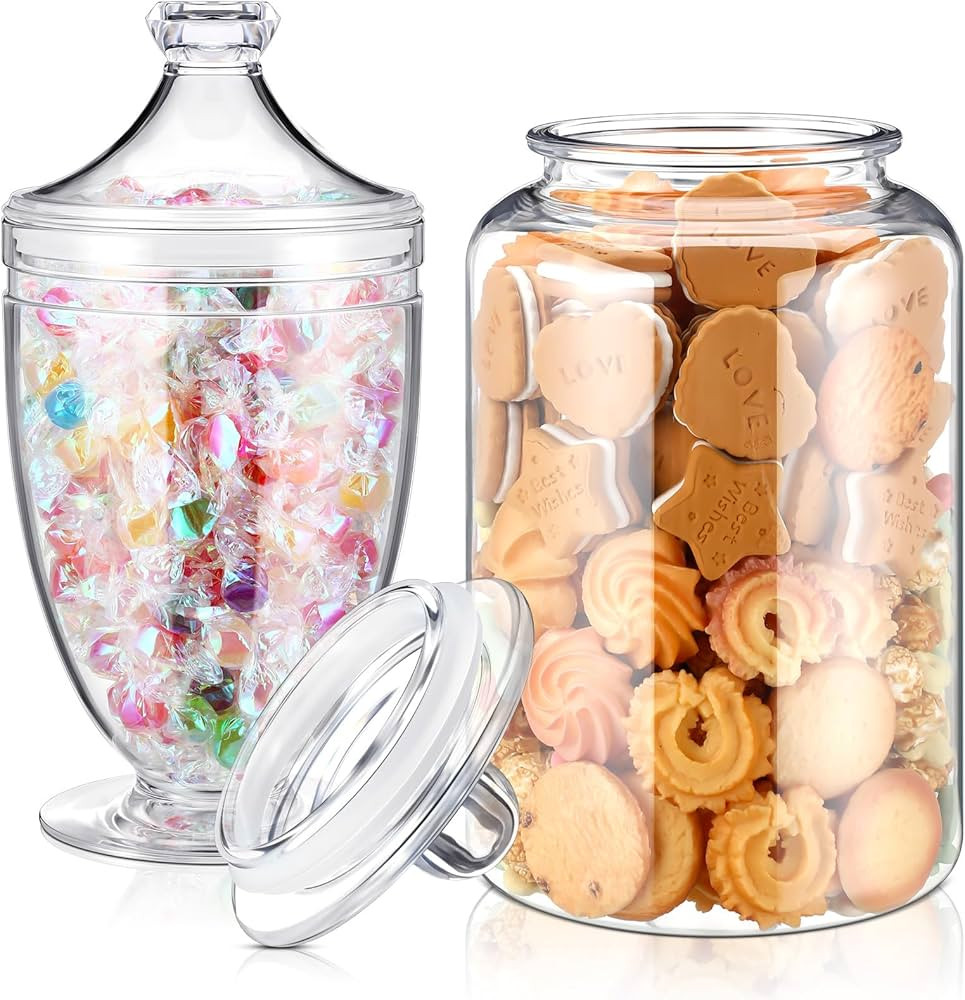 Nuogo 2 Pcs 1 Gallon Candy & Cookie Jar Plastic Jars with Lids 128 oz Decorative Apothecary Jars ... | Amazon (US)