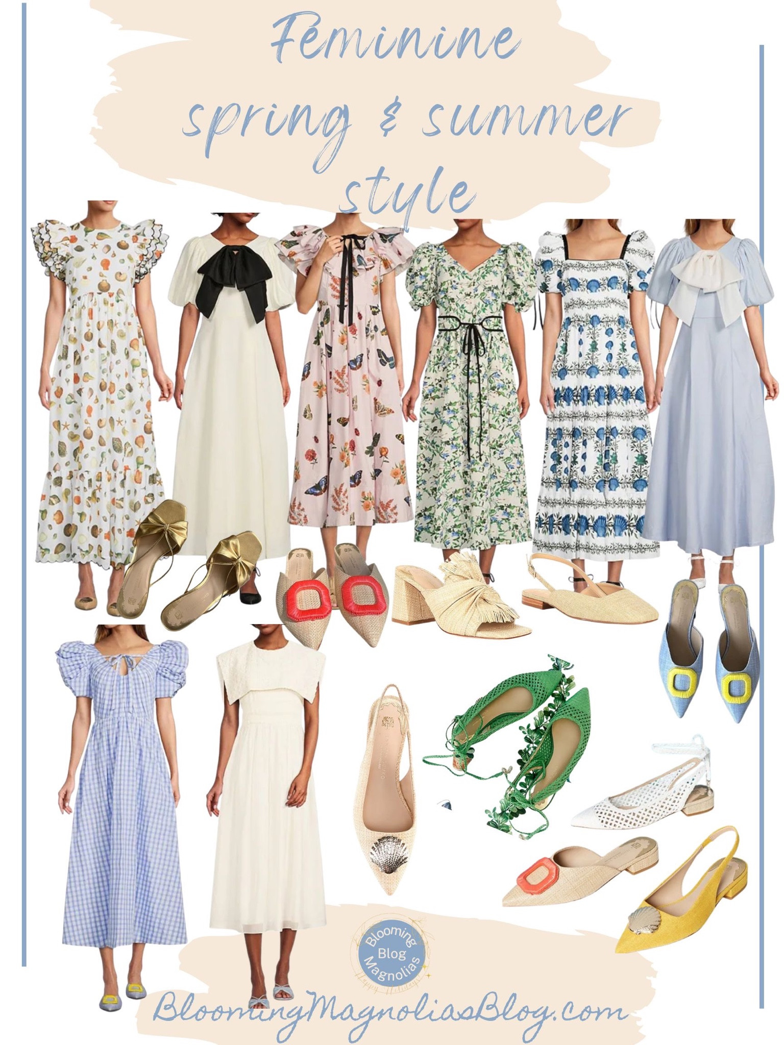 Spring dresses, summer dresses. Spring shoes. Summer shoes. Raffia shoes, raffia mules, woven shoes. Spring style. Spring outfit. Vacation outfit. 

#LTKstyletip #LTKFind