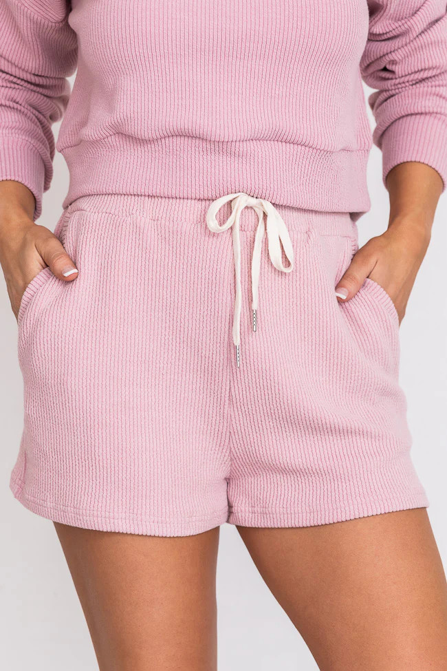 Why Not Mauve Cord Lounge Shorts | Pink Lily