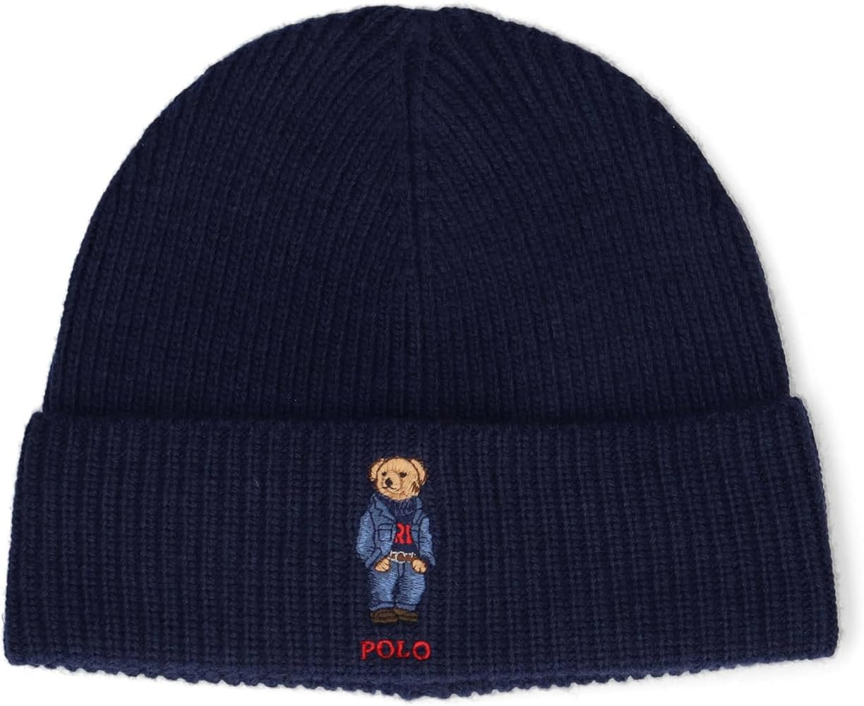 POLO RALPH LAUREN Men's Solid Denim Bear Beanie | Amazon (US)