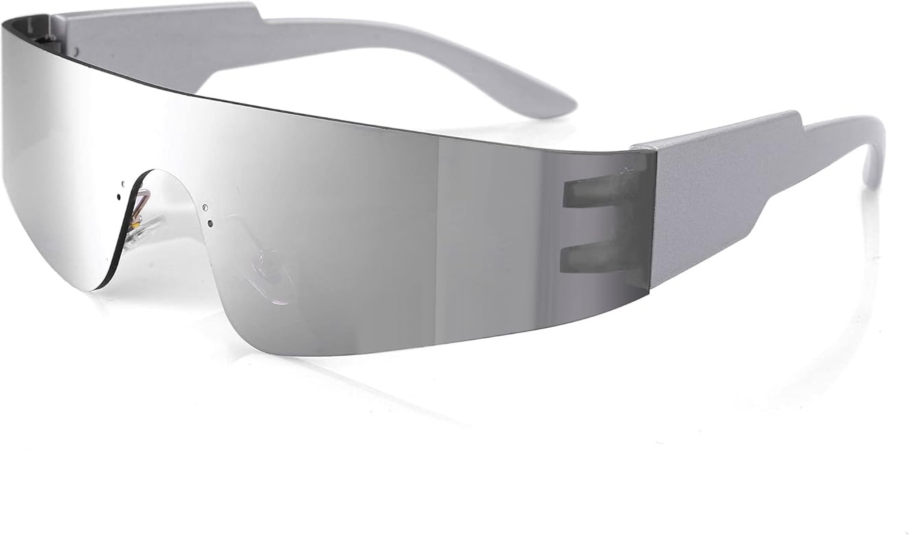 Crazy Feng Trendy Rimless Futuristic Wrap Around Sunglasses Women Men,Cyberpunk Visor Sunglasses ... | Amazon (US)