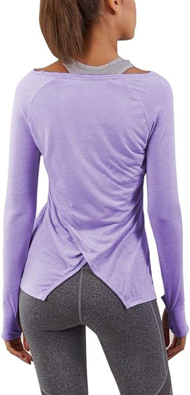 Women's Workout Long Sleeve Shirts Activewear Exercise Tops Yoga Sports Clothes with Thumb Holes | Amazon (US)