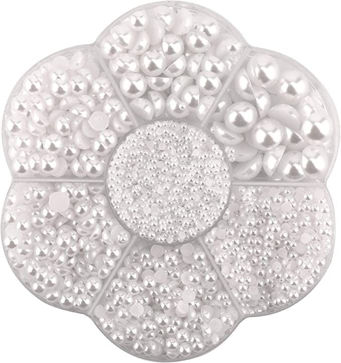 SAVITA 5600Pcs 2/3/4/5/6/8/10mm White Flat Back Pearl Half Round Pearls Beads Satin Luster Loose ... | Amazon (CA)