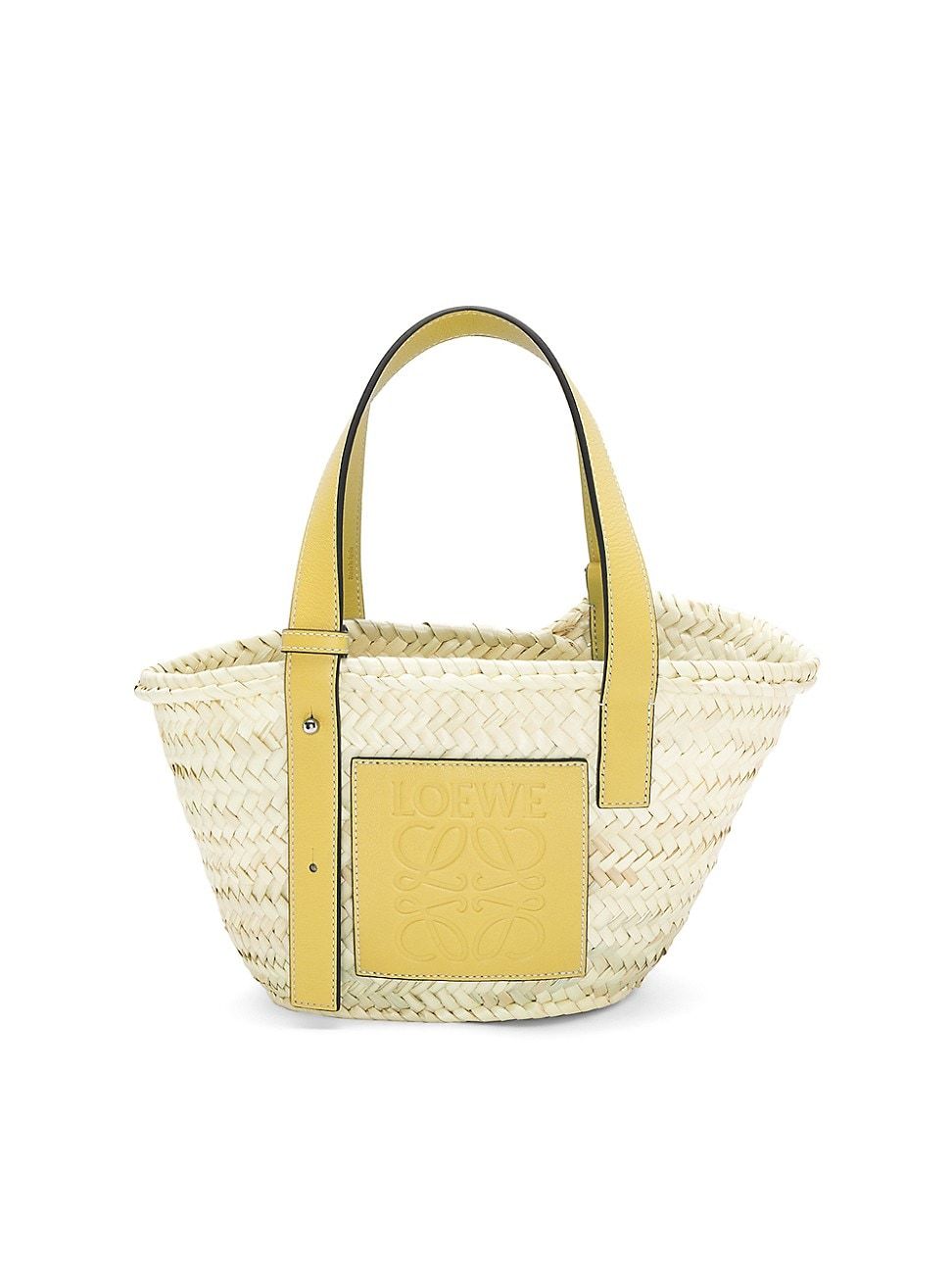 Women's Small Leather-Trimmed Woven Basket Bag - Dark Yellow - Dark Yellow - Size Small | Saks Fifth Avenue