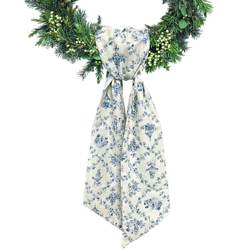 Ftuuo Wreath Sash for Front Door Blue Floral Wreath Satin Sash Burlap Garland Ribbon Accessories for Wreath Yard Doorway Indoor Outdoor Bow Bridal Shower Home Decor,5.11 x 55.1 | Amazon (US)